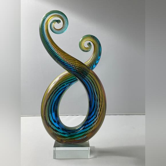 Art Glass Swirl Sculpture 9"‎ Tall Rainbow - Picture 8 of 15